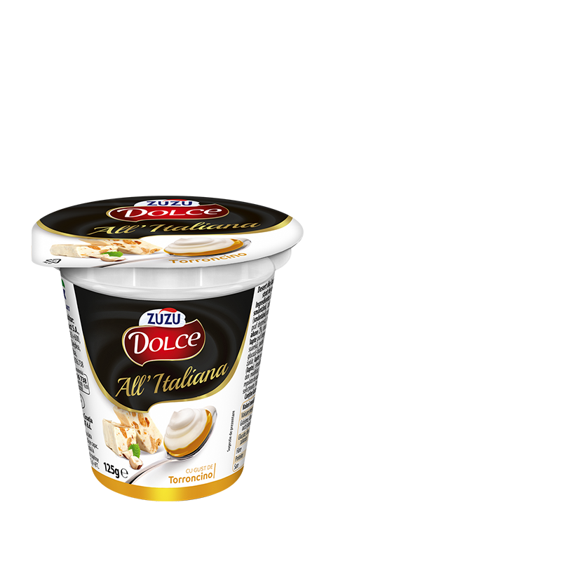 Zuzu Dolce All’Italiana Torroncino milk dessert based on yoghurt and Mascarpone cheese – with bottom layer Torroncino flavoured creme