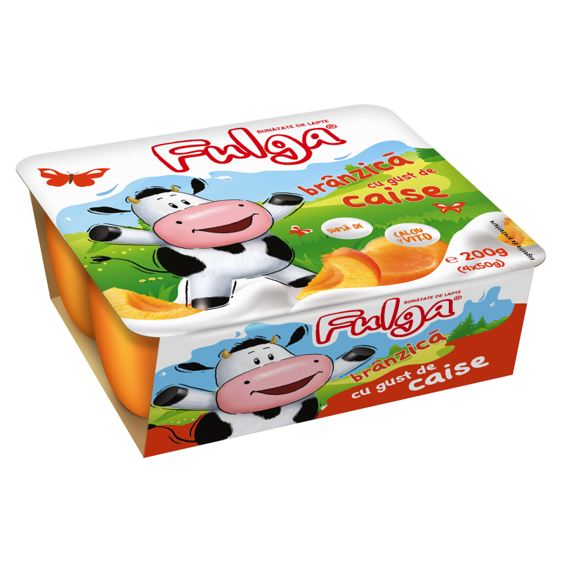 Fulga fresh cow’s cheese with apricot flavor, with calcium and vitamin D
