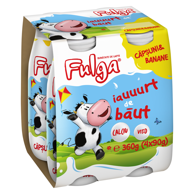 Fulga drinking yoghurt with strawberry and banana flavor, with calcium and vitamin D